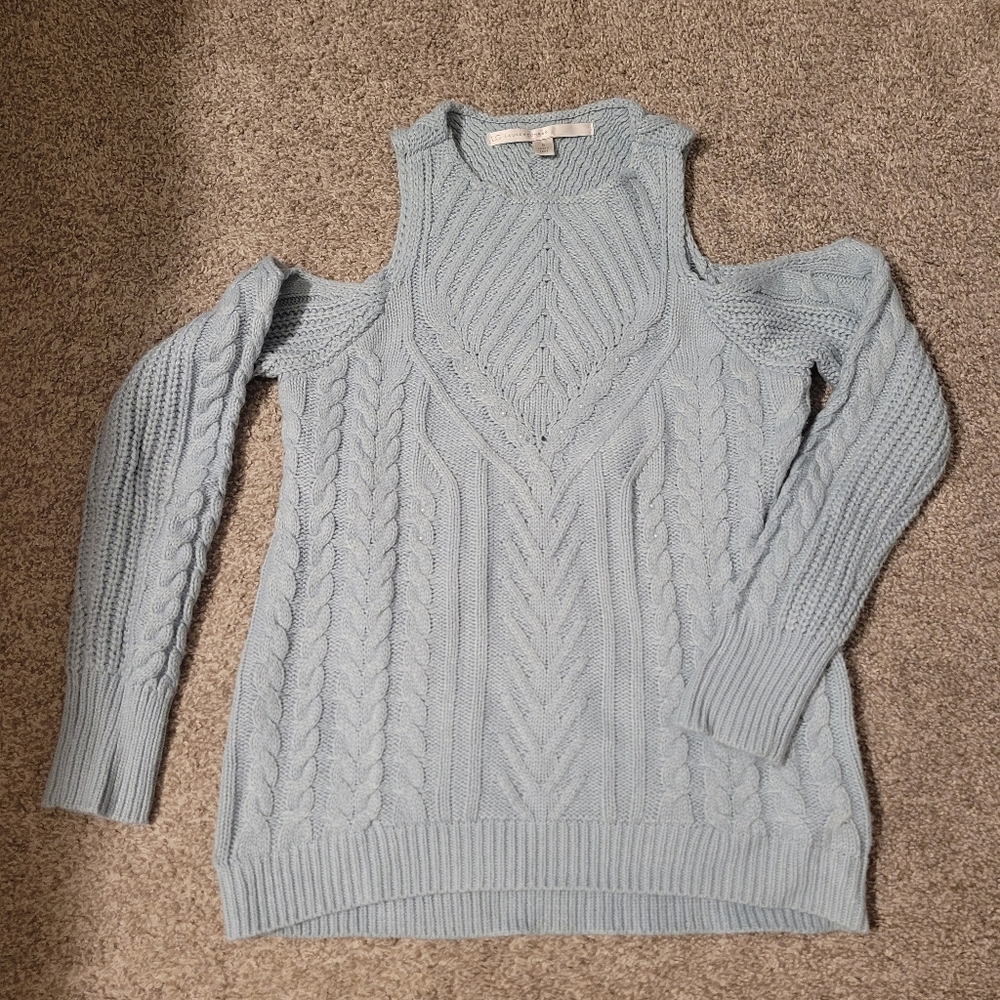 Light blue Lauren Conrad cold‎ shoulder sweater